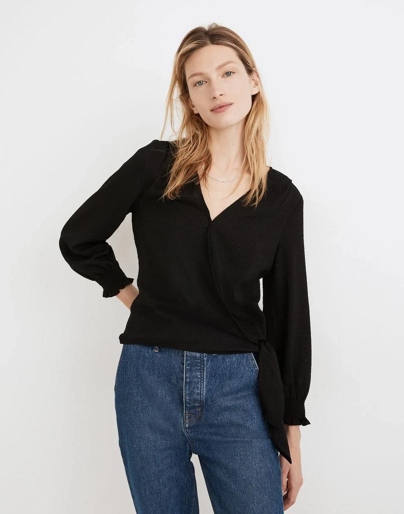 Madewell Smocked-Sleeve Wrap Top 1