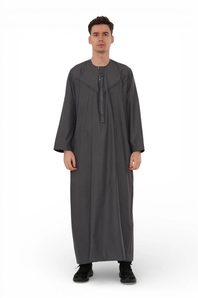 Arabic Thobes Men
s Eid Grey Moroccan Jubba Robe Djellaba Ramadan Eid Thobe - HM11