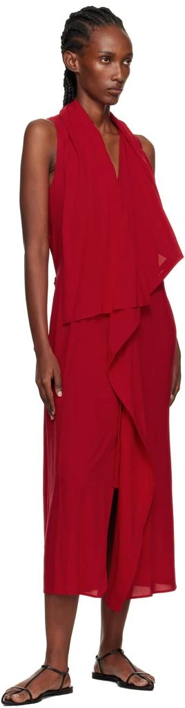 strapless open back dress Vintage Thierry Mugler Cherry Red Sleeveless Wrap Dress W Drape & Silver  Buckle main image 1