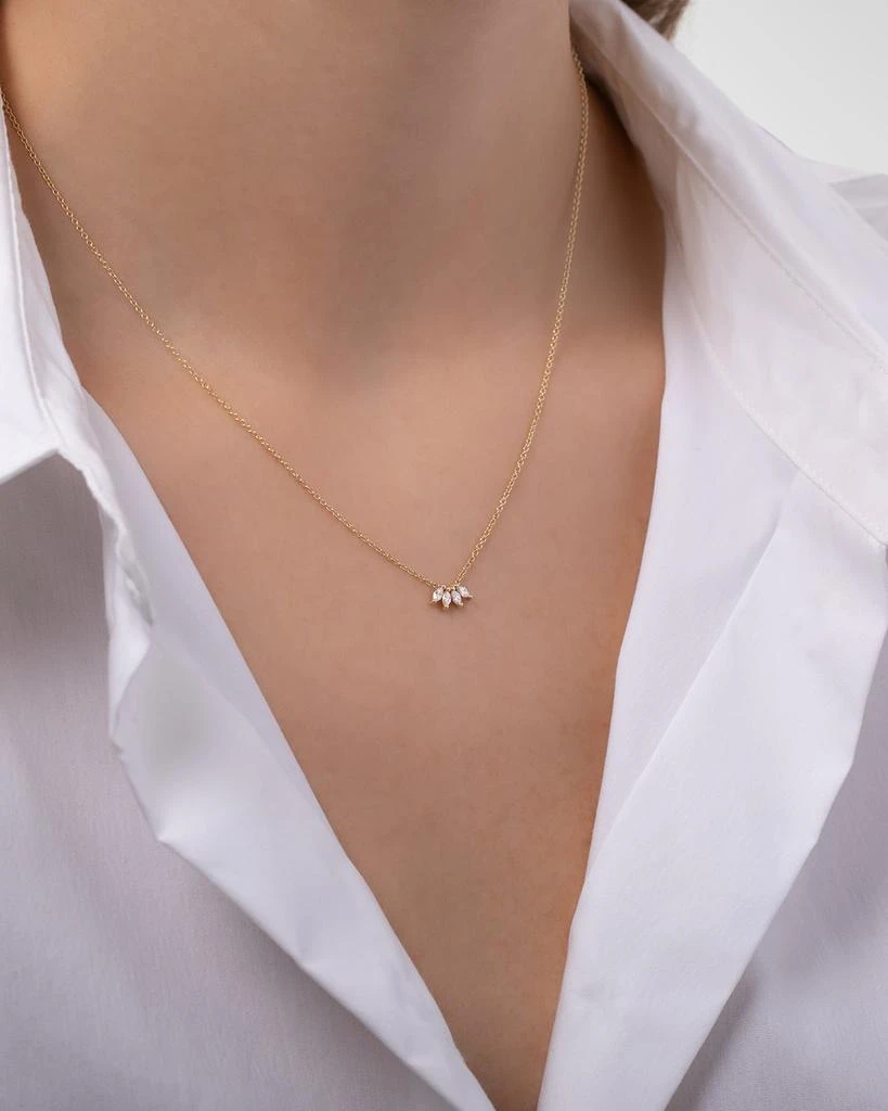 Zoe Lev Four Marquise Diamond 14K Gold Necklace 3