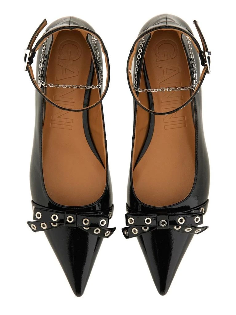 Ganni Ganni Bow-Detailed Ankle Strap Ballet Flats 5