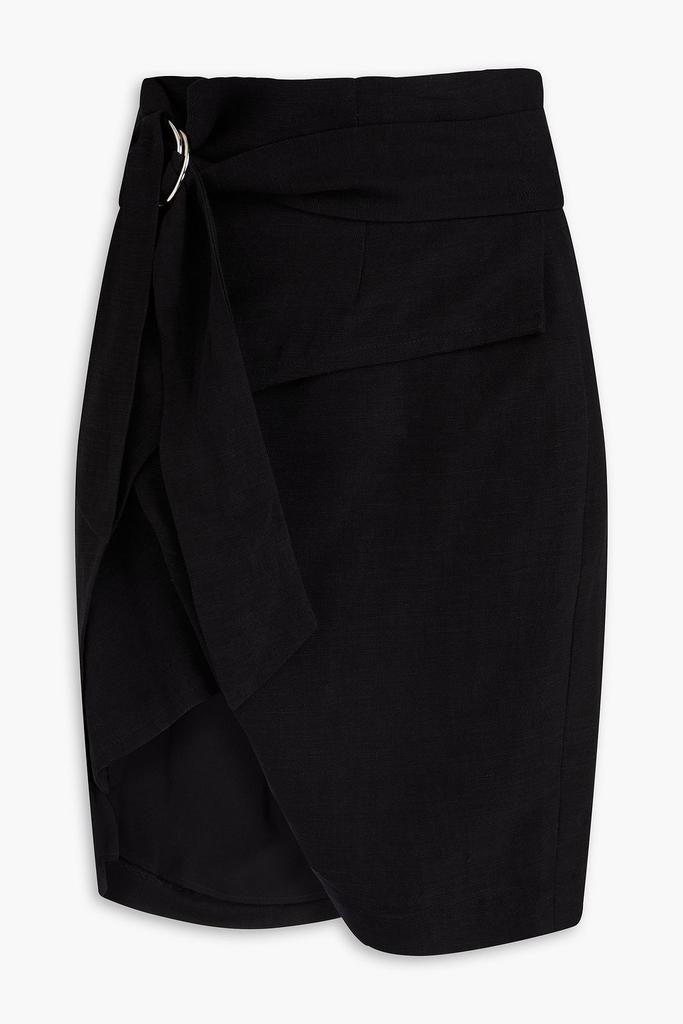 IRO Lodi asymmetric TENCEL™ and linen-blend crepe wrap skirt