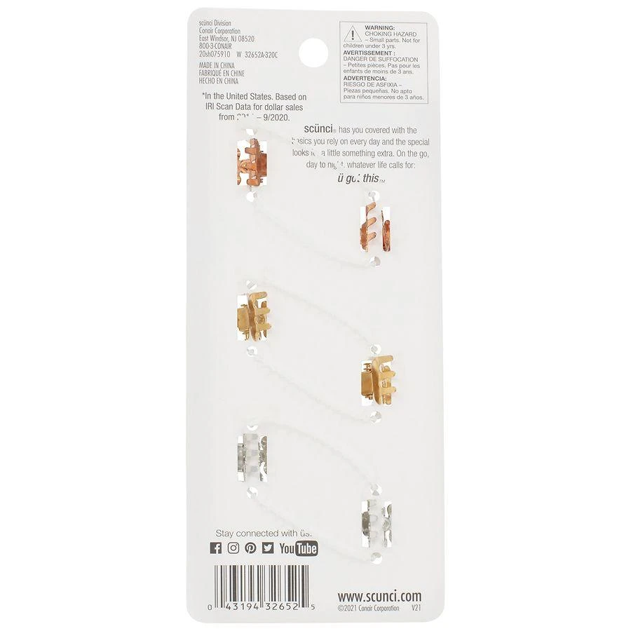 Scunci Mini Metal Rhinestone Flower Claw/Jaw Clips 2