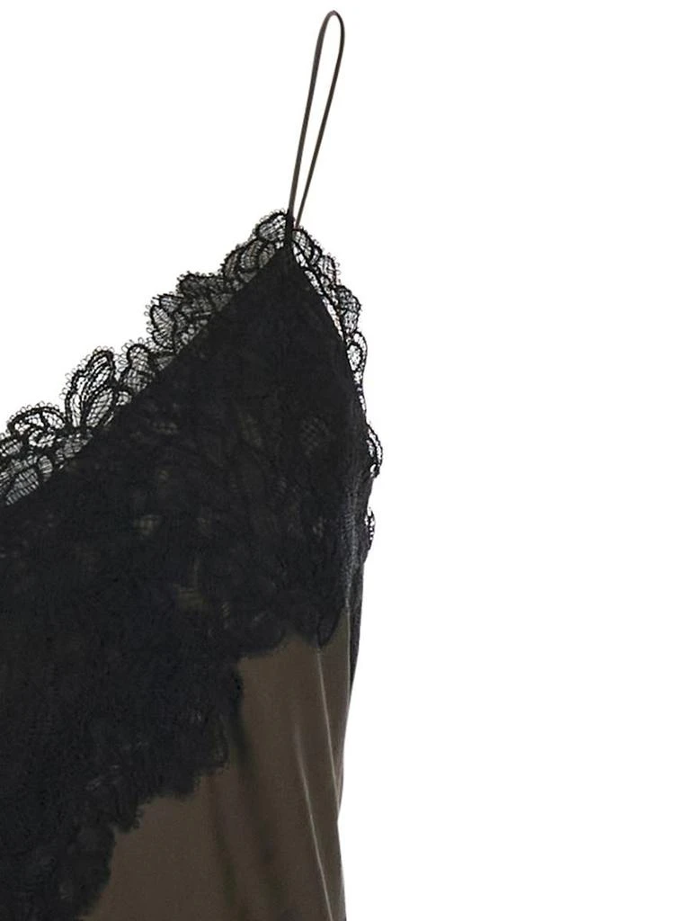 Rohe Brown Long Dress With Thin Shoulder Straps And Lace Details In Silk Woman 3
