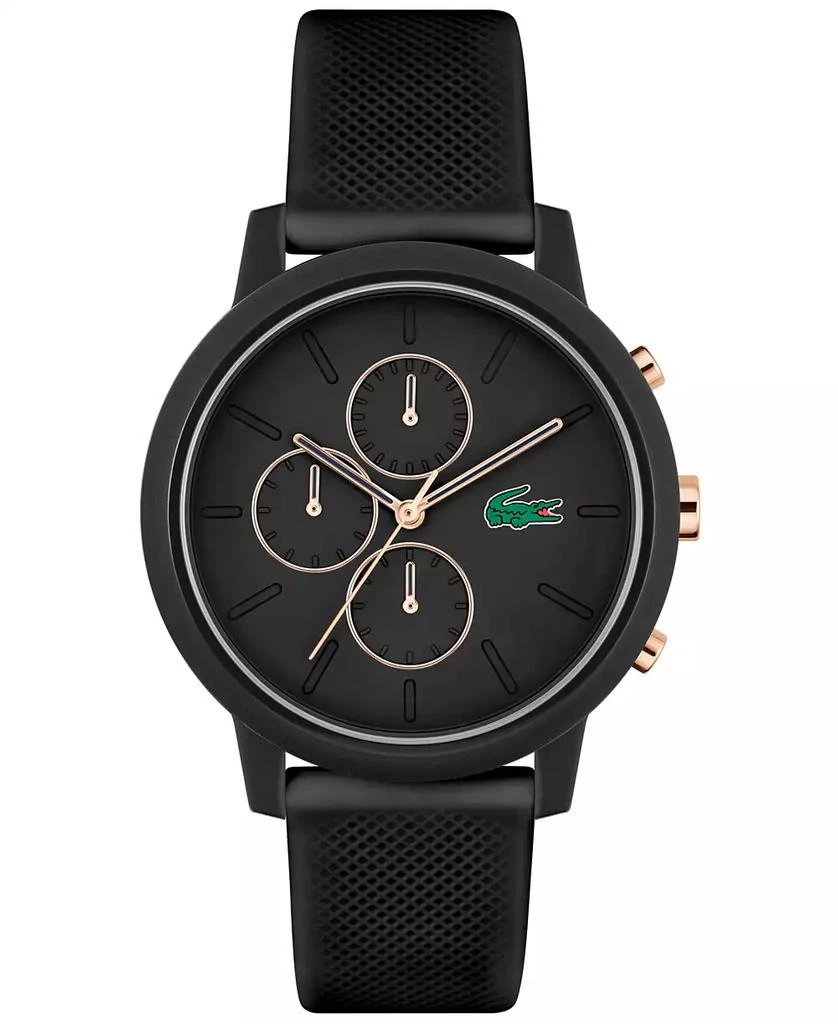 Lacoste Men's L 12.12. Chrono Black Silicone Strap Watch 43mm 1