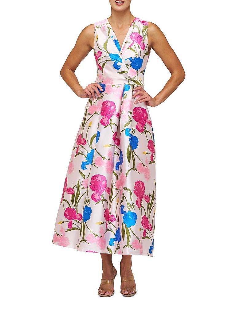 Kay Unger Payton Jacquard Tea-Length Dress