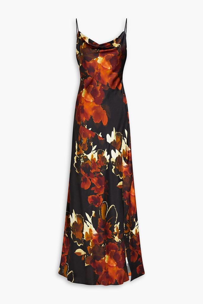 NICHOLAS Draped printed silk-blend satin gown