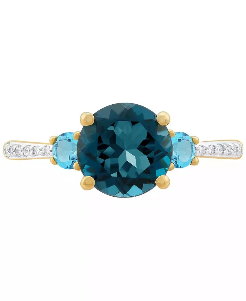 Macy's London Blue Topaz (2-1/3 ct. t.w.), Swiss Blue Topaz (1/3 ct. t.w.) & Diamond (1/20 ct. t.w.) Ring in 14k Gold 3