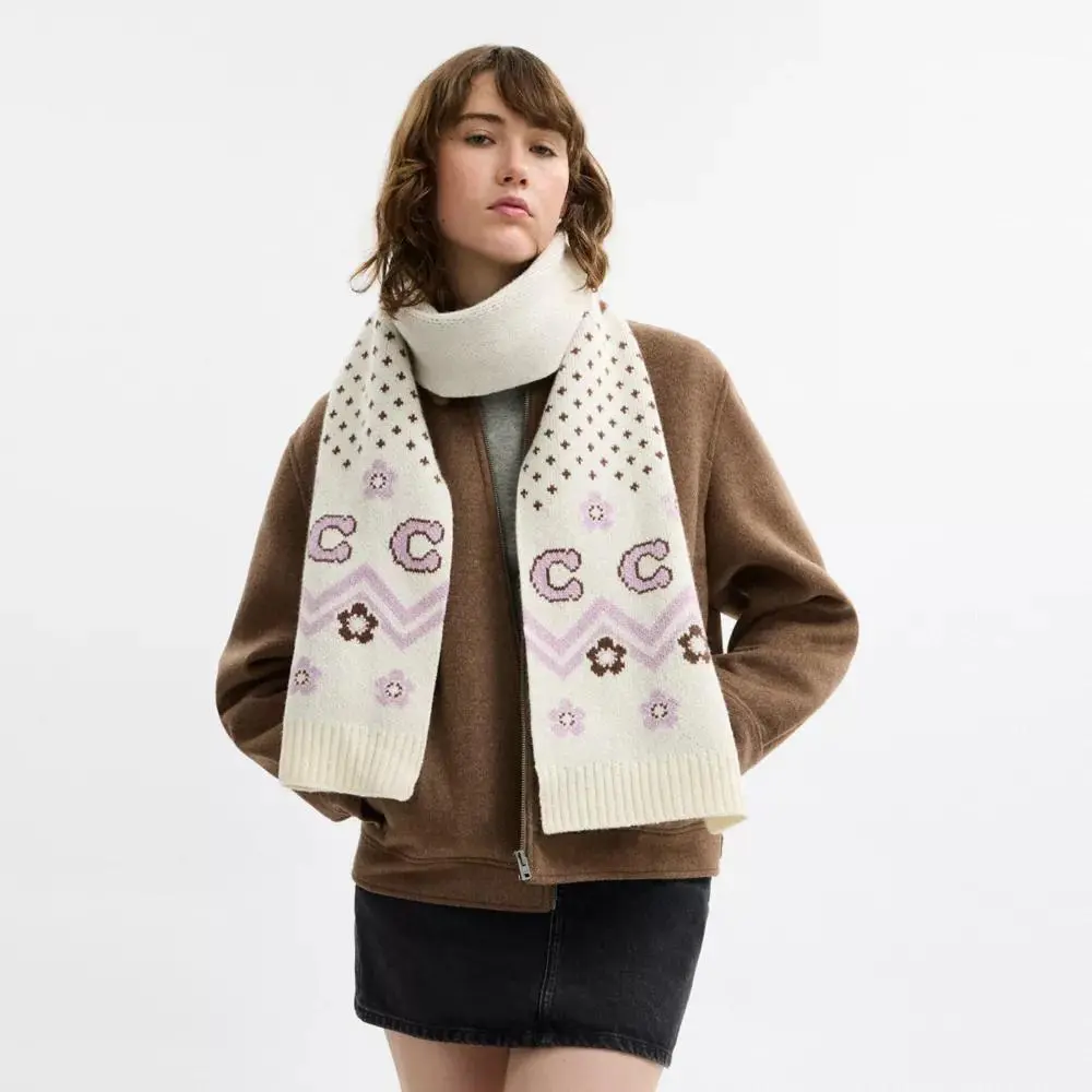 Coach Fair Isle Print Knit Muffler