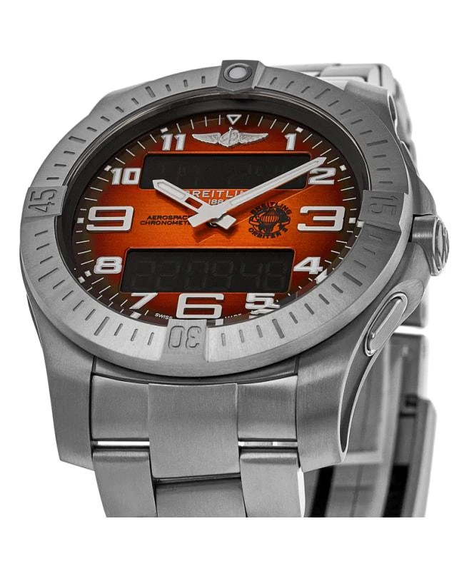 BREITLING Breitling Aerospace Chronospace Military B70 Orbiter Quartz Chronograph Orange Digital & Analog Dial Titanium Men's Watch EB70101A1O1E1 2