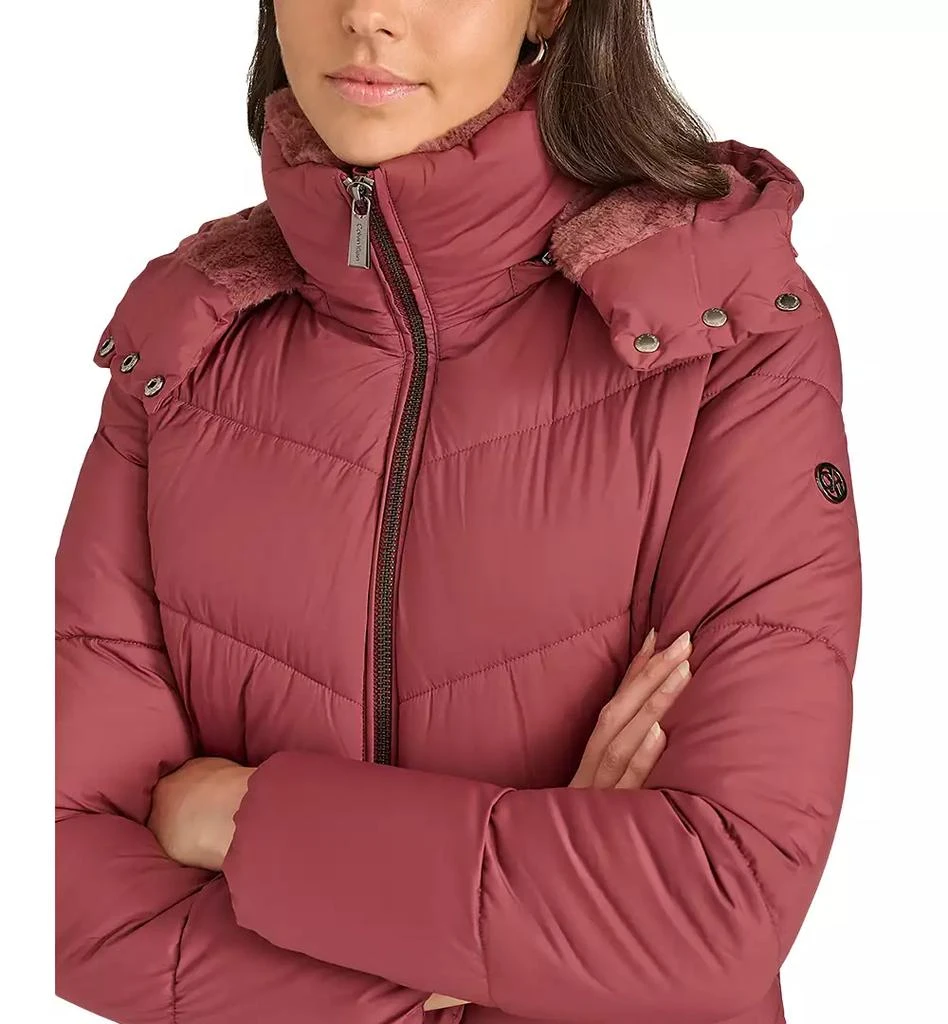 Calvin Klein Women's Hooded Faux-Fur-Lined Midi Puffer Coat 4