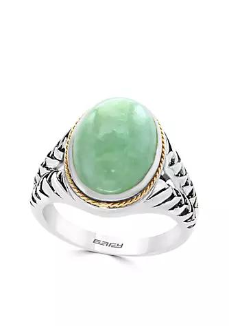 Effy Sterling Silver 18K Yellow Gold Oval Jade Ring