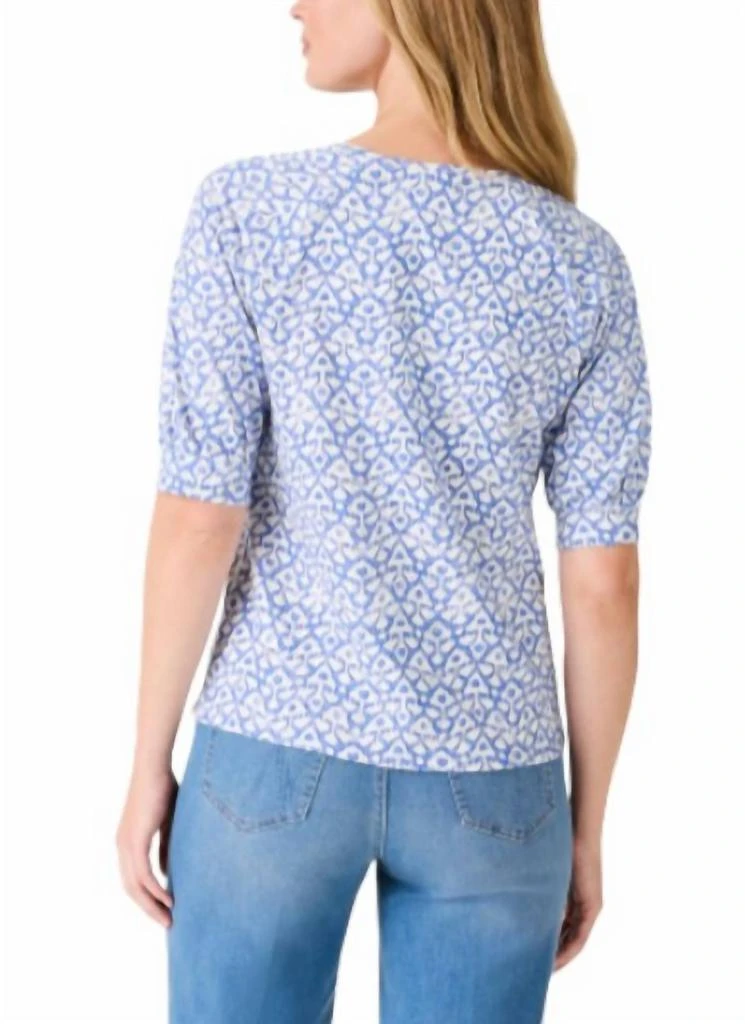 NIC+ZOE Nic + Zoe - NZT DOTTY IKAT ELBOW SLEEVE V-NECK TEE 3
