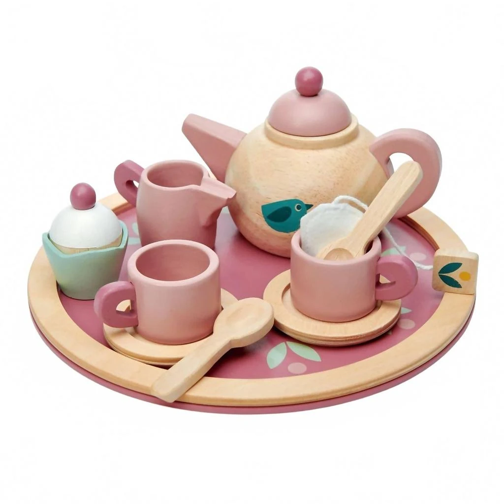 Tender Leaf Toys Birdie Tea Set In Tan Multi
