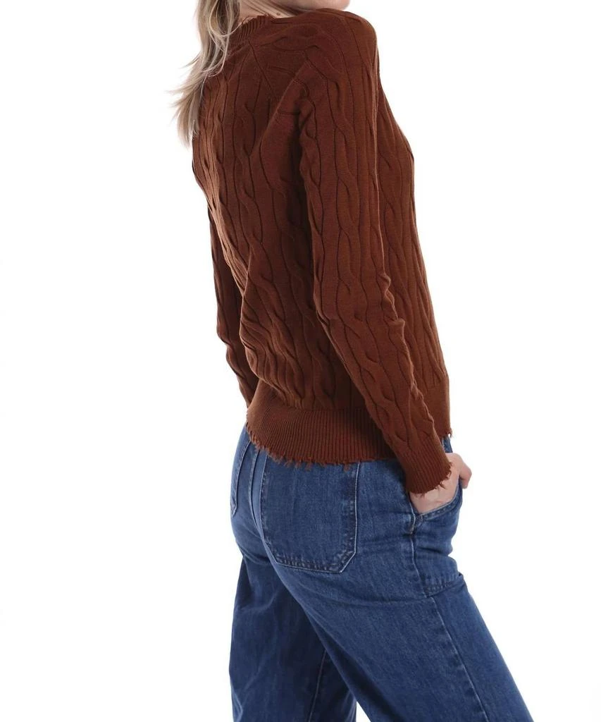 Minnie Rose Minnie Rose - Cotton Cable Frayed Edge Crew Sweater 3