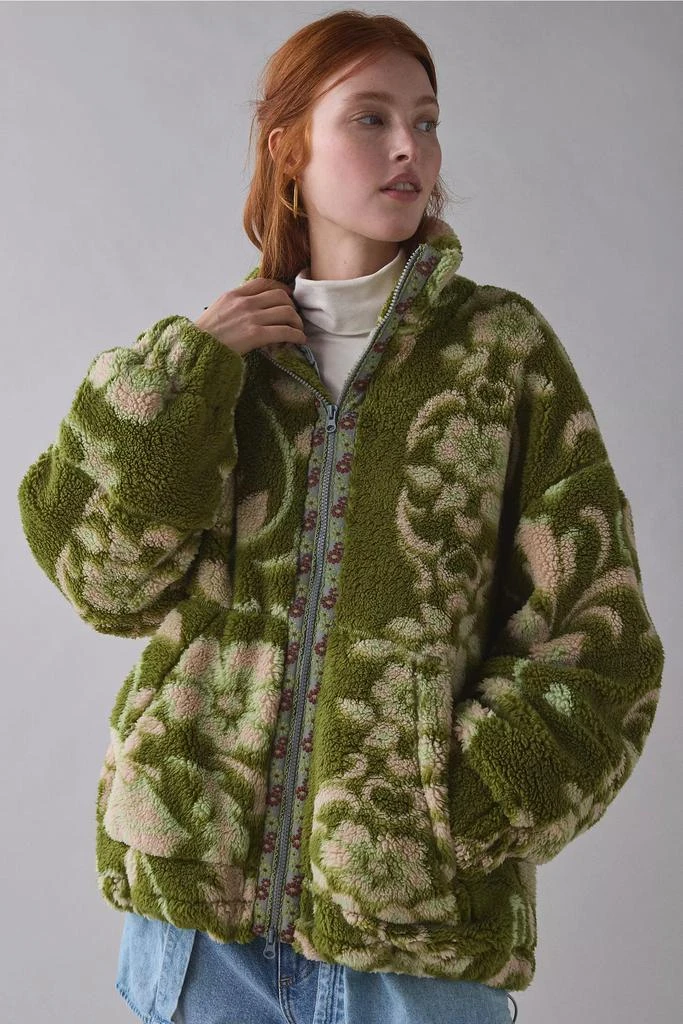 BDG BDG Mae Printed Piled Fleece Zip-Up Jacket