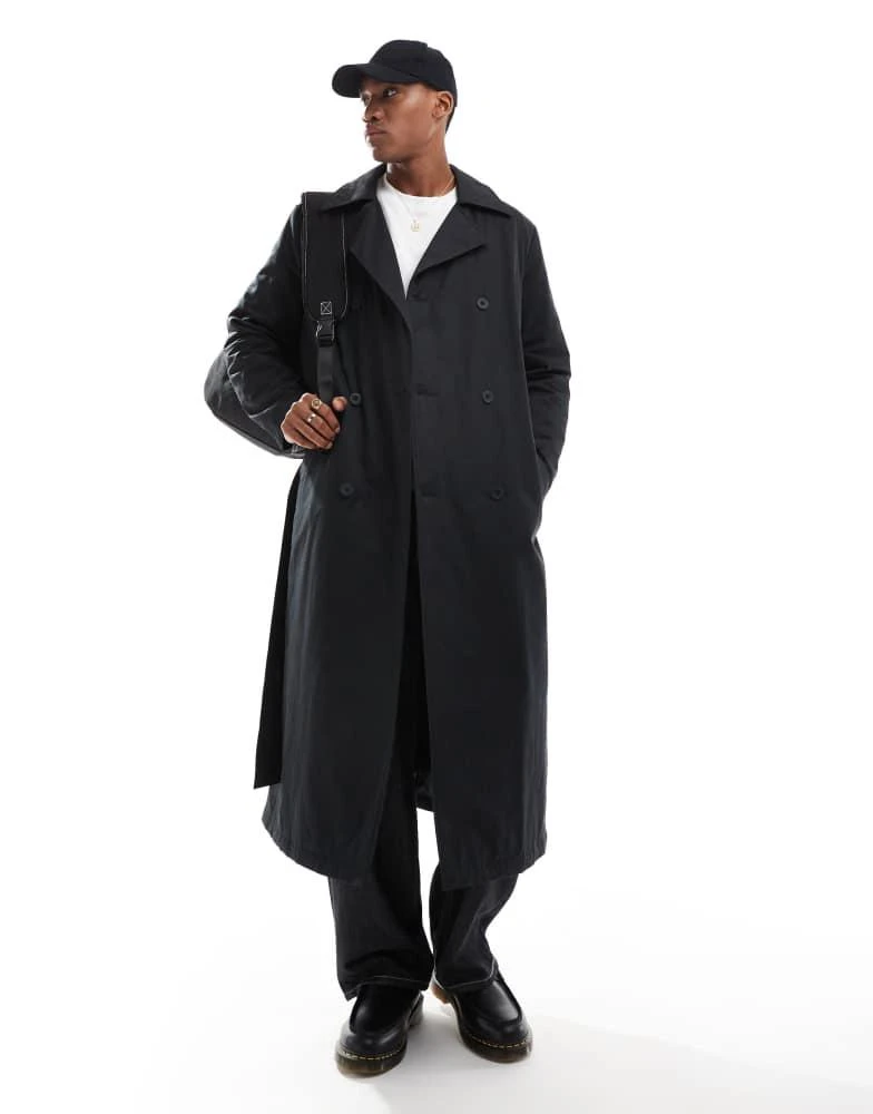 ASOS ASOS DESIGN trench coat with light wadding in black 4