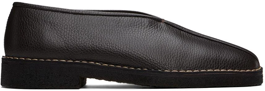 Lemaire Brown Piped Crepe Slippers 1