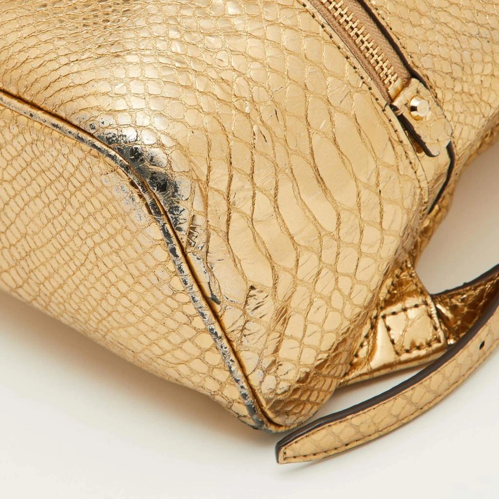 Michael Kors Michael Kors Metallic Gold Python Embossed Leather Small Rhea Backpack 13