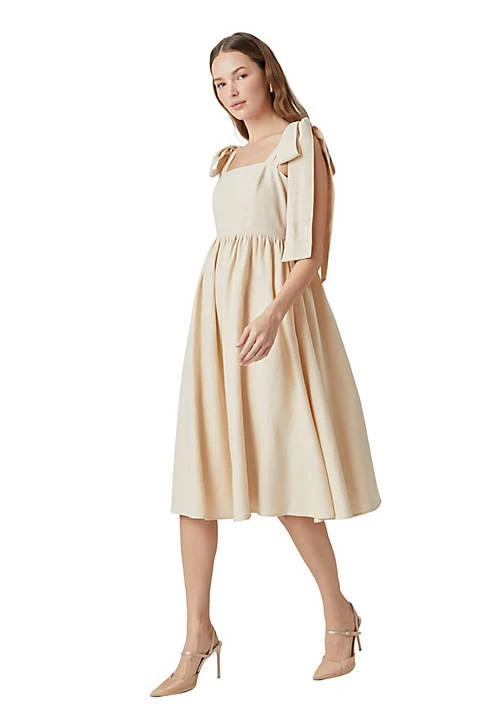 Endless Rose Bow Shoulder Tie Midi Dress - Dresses & Skirts - Free Shipping  - BeyondStyle