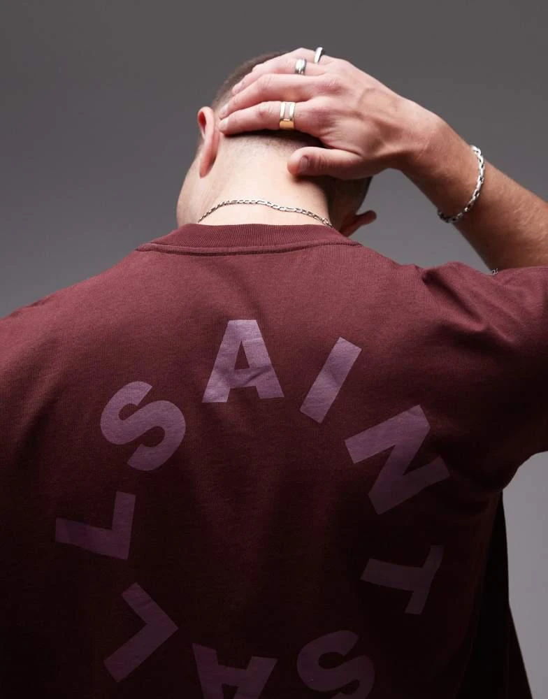 ALL SAINTS AllSaints Tierra oversized t-shirt in deep red 3