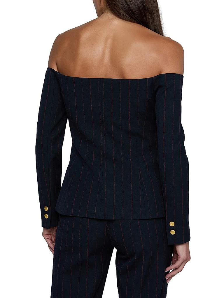 L'Agence Alice Pinstriped Off-The-Shoulder Blazer 5