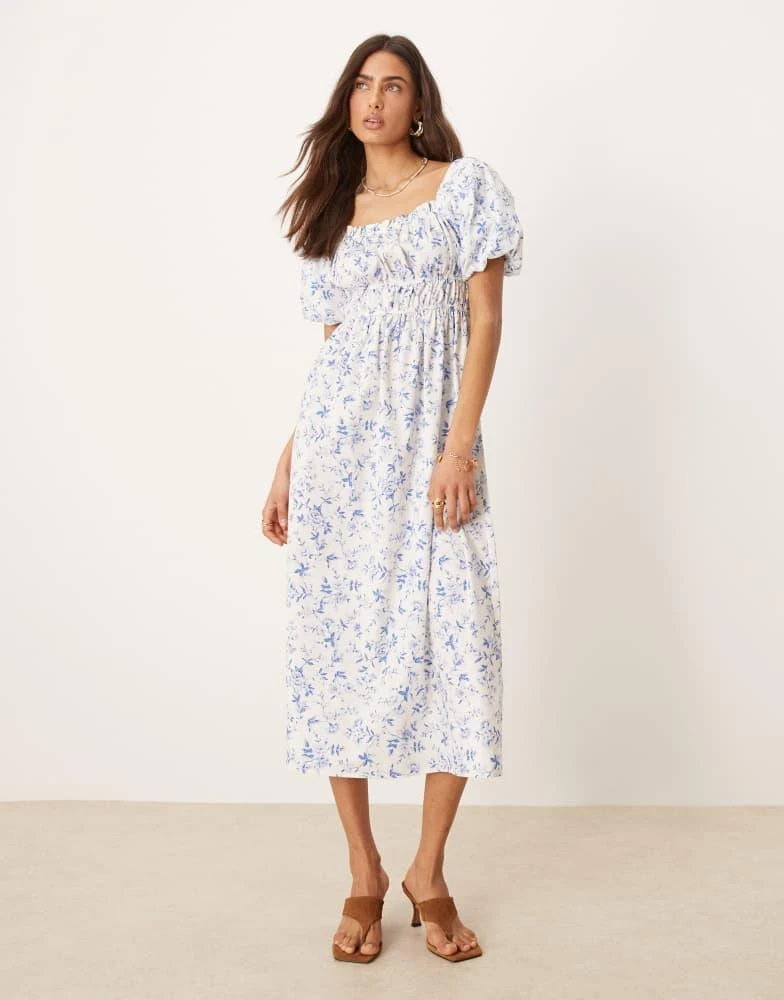 asos blue and white floral dress Vanna Women African Print Coat Dress (Navy Blue / Brown), M