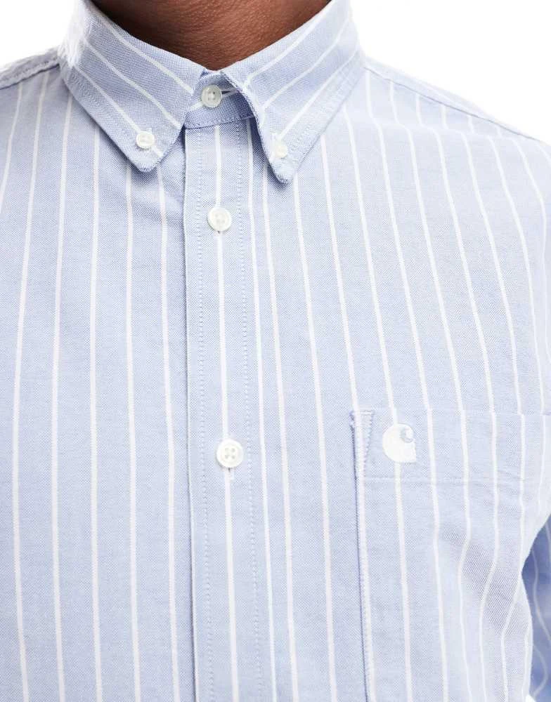 Carhartt WIP Carhartt WIP long sleeve dowlen stripe shirt in blue 3