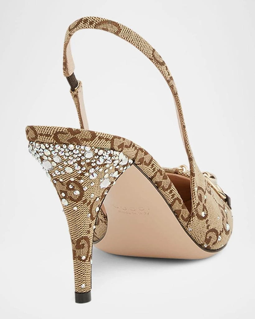 Gucci Erin GG Crystal Canvas Slingback Pumps 4
