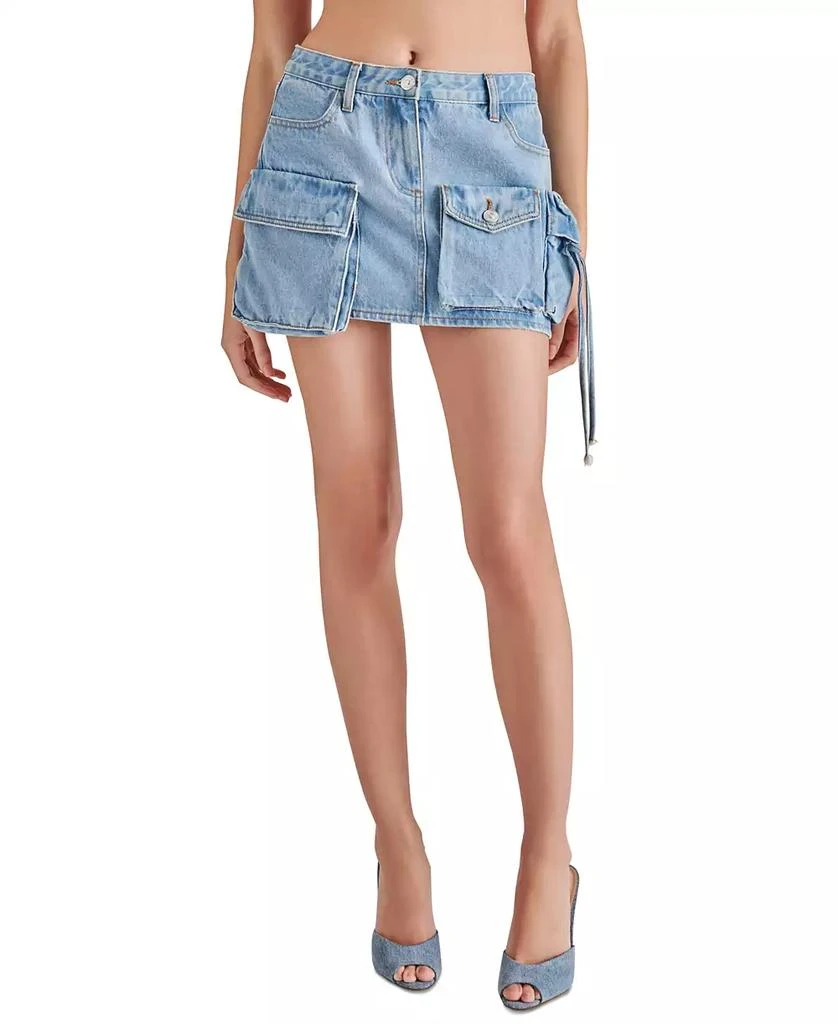 Steve Madden Women's Denim Evalina Cargo Mini Skirt 1