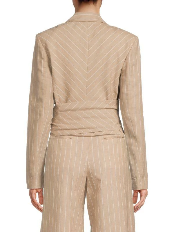 BCBG Striped Wrap Crop Blazer 2