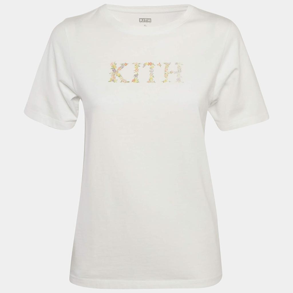 Kith Kith White Floral Logo Print Jersey T-Shirt XL
