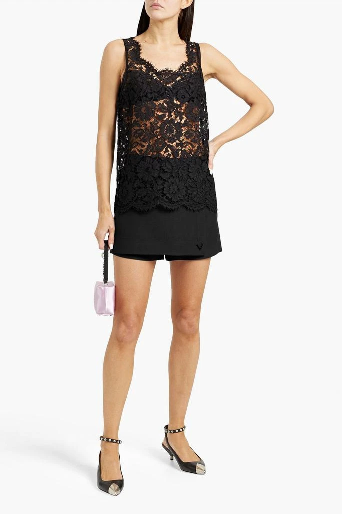 Valentino Skirt-effect wool and silk-blend crepe shorts 2