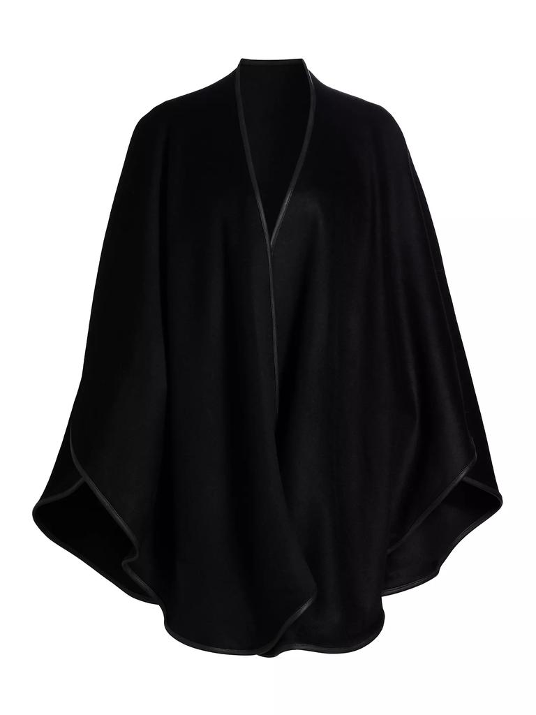 Sofia Cashmere Leather-Trim Reversible Cashmere Cape