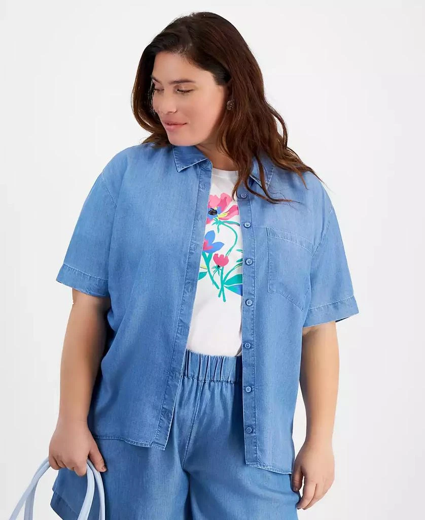 On 34th Trendy Plus Size Button-Down Woven Top, Created for Macy's 1