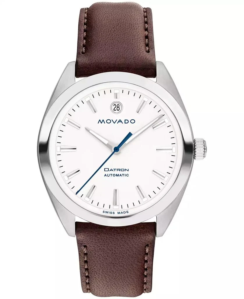 Movado Men's Heritage Datron Swiss Automatic Chocolate Genuine Leather Strap Watch 40mm 1