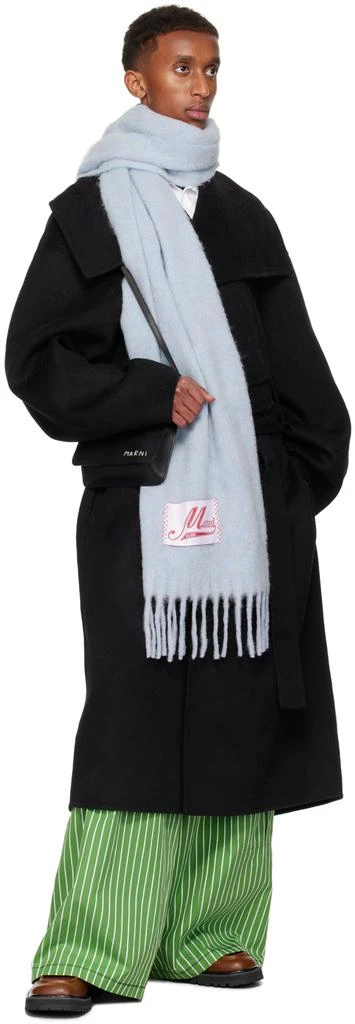 Marni Blue Brushed Alpaca Logo Scarf 3