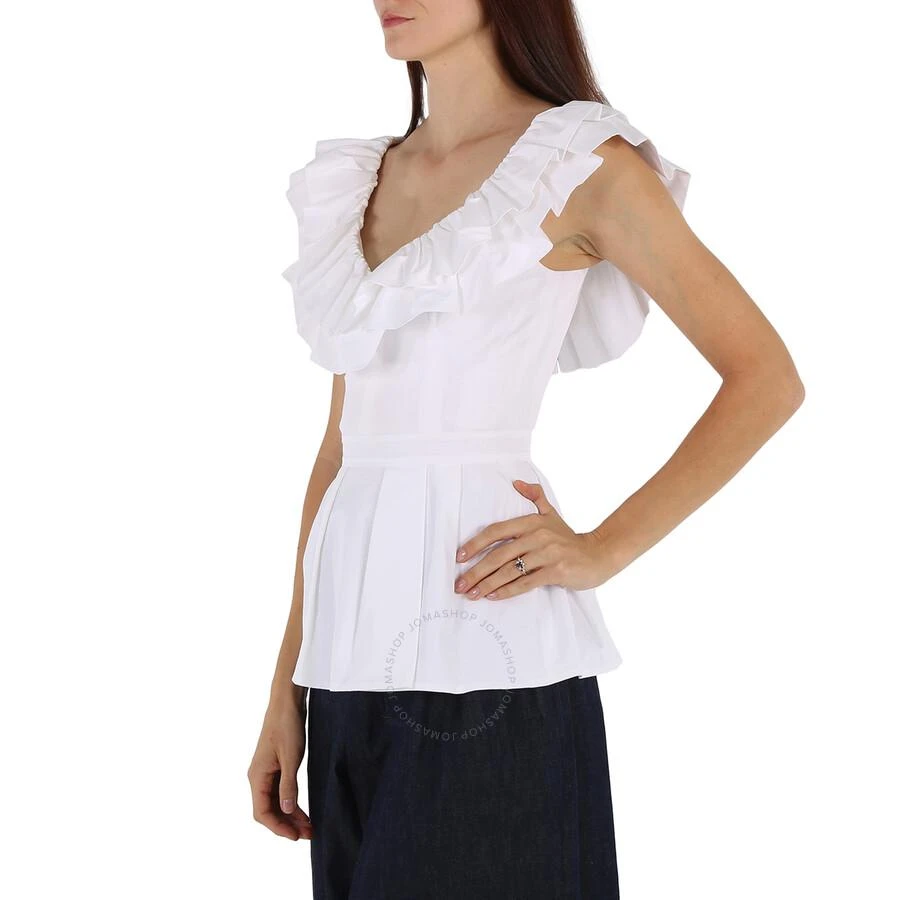 Alexander McQueen Ladies White Ruffle Peplum Blouse 3