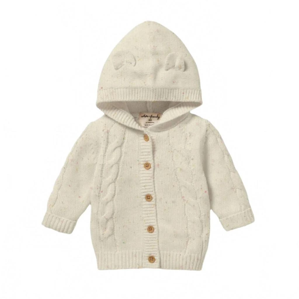 wilson + frenchy Kid's Speckle Knit Cable Sweater In Cream