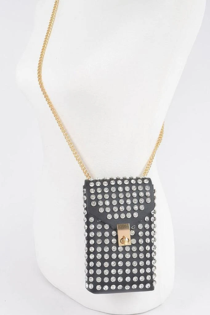 FASHNZFAB Rhinestone Cellphone Crossbody Belt Bag