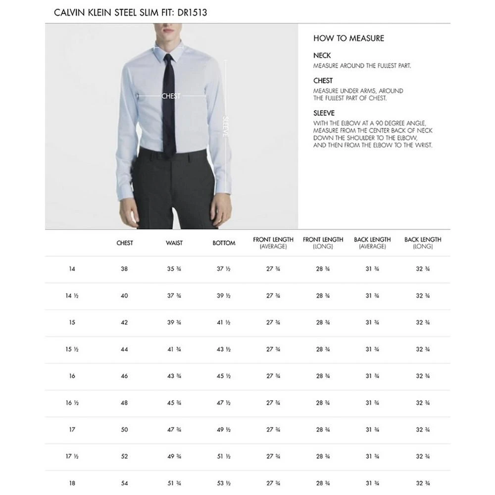 Calvin Klein Men's Slim-Fit Non-Iron Spread Collar Herringbone Dress Shirt 8