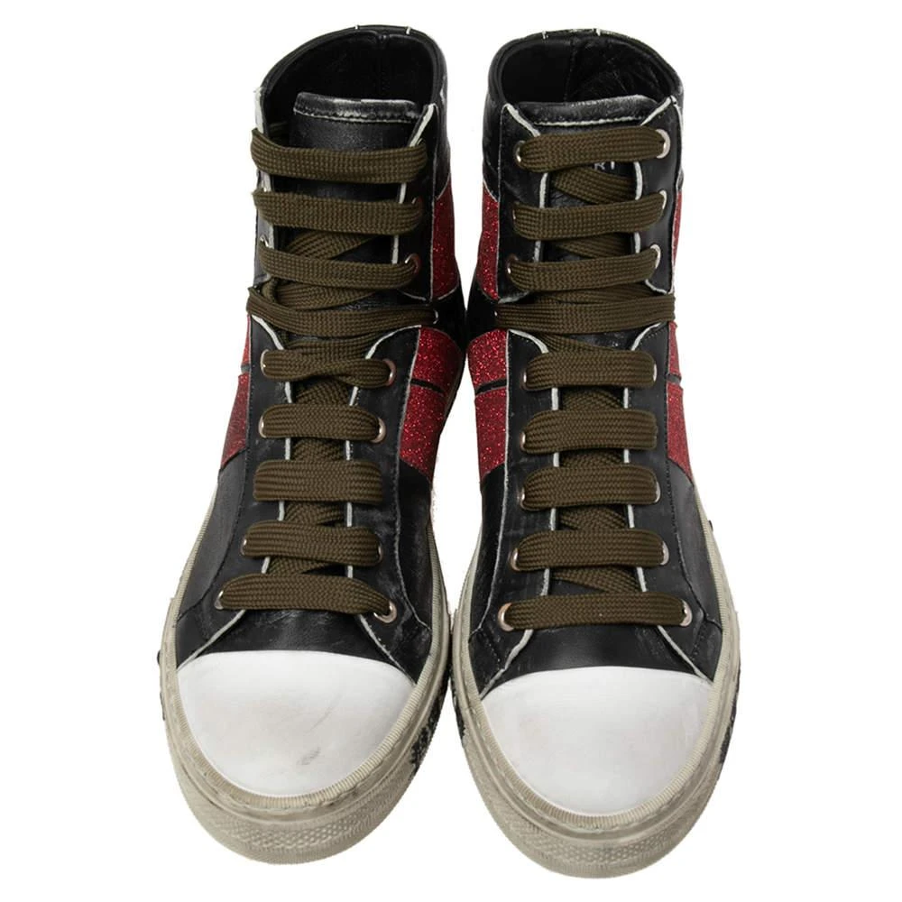 AMIRI Amiri Black/Red Glitter And Leather Sunset Lace High Top Sneakers Size 42 3