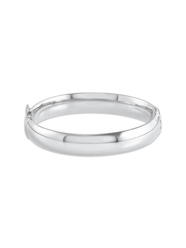 Saks Fifth Avenue Sterling Silver Polished 12mm Hollow Hinge Bangle