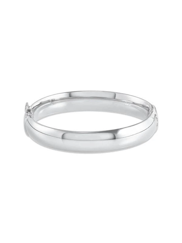 Saks Fifth Avenue Sterling Silver Polished 12mm Hollow Hinge Bangle 1
