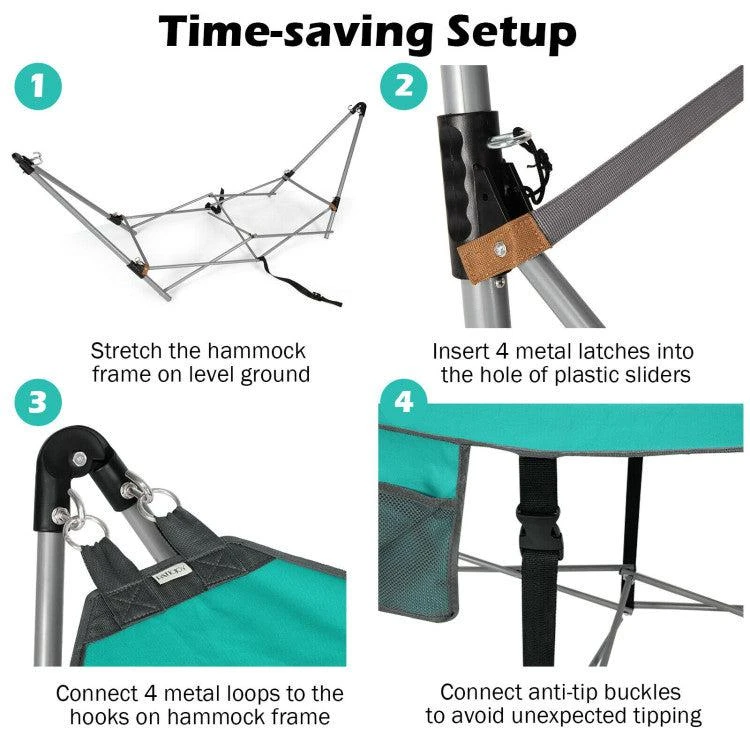 Hivvago Portable Folding Hammock with Hammock Stand-Turquoise 5