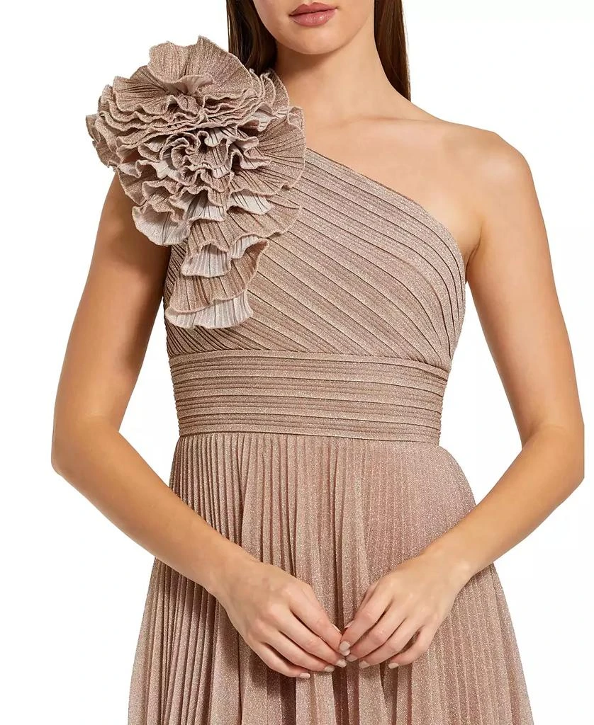 Mac Duggal Women
s Pleated Metallic One Shoulder Gown With Ruffle 3