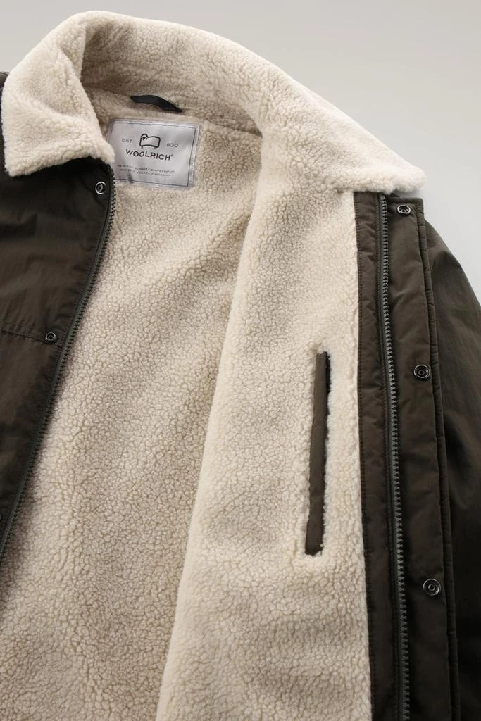 Woolrich Ripstop Trucker Jacket with Sherpa Wool Lining - Men - Green 6