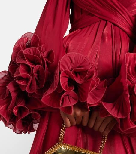 Costarellos Mellonia draped lamé midi dress 5