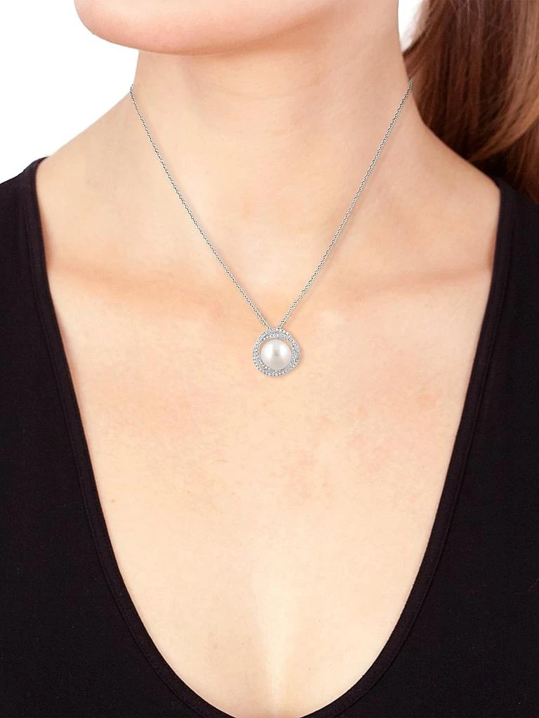 Saks Fifth Avenue Collection 14K White Gold, Freshwater Pearl 
0.34 TCW Diamond Pendant Necklace 2