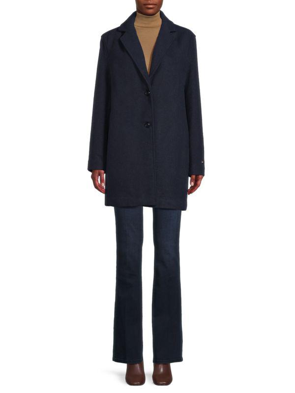 Tommy Hilfiger Notch Lapel Wool Blend Overcoat